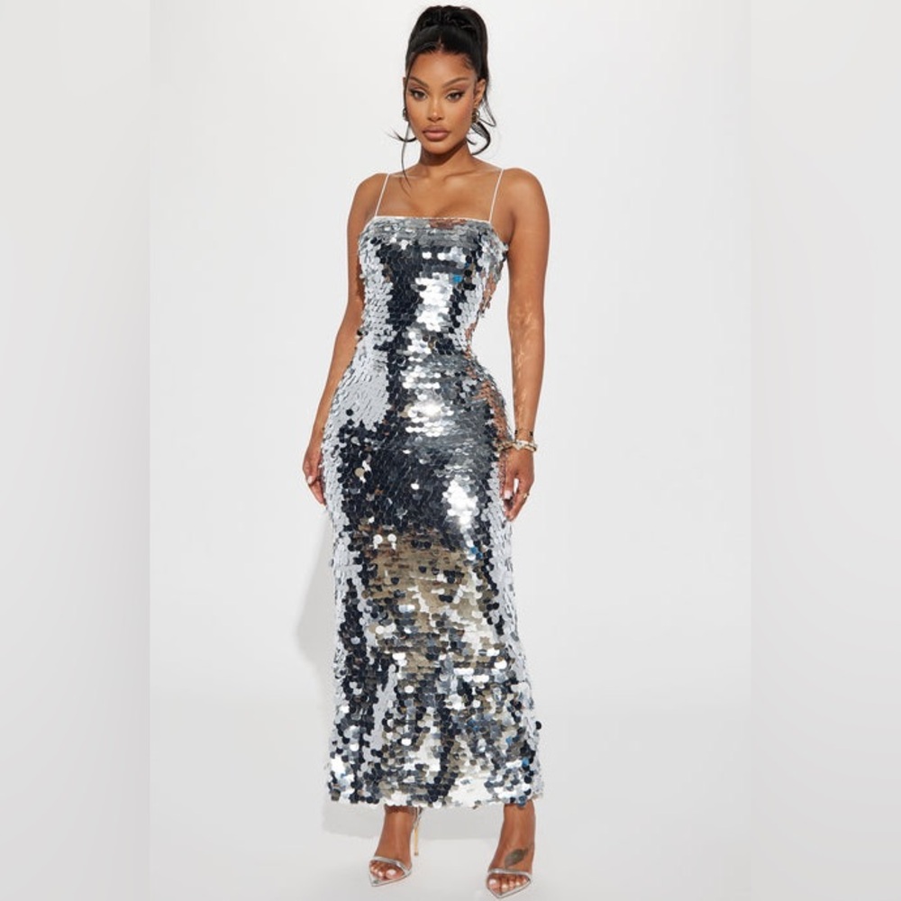 Fashion nova Peyton Sequin Maxi Dress - Silver